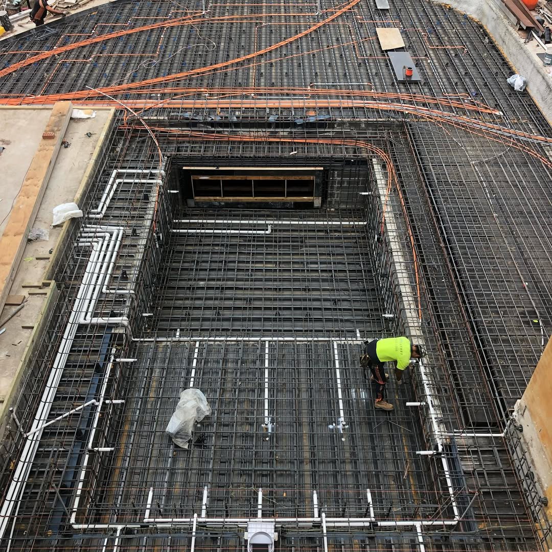 Roman inspired bath. Huge project! Fully suspended floor and formed walls.